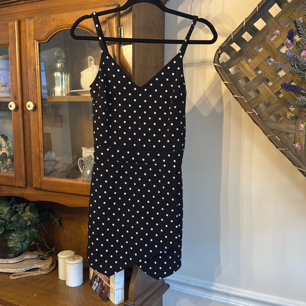Black and white polkadot romper /dress